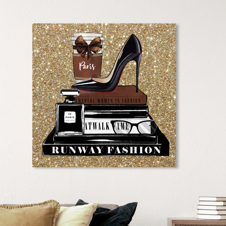 Fashion And Glam Fall Coffee Books, Glam Gold On Canvas Print
